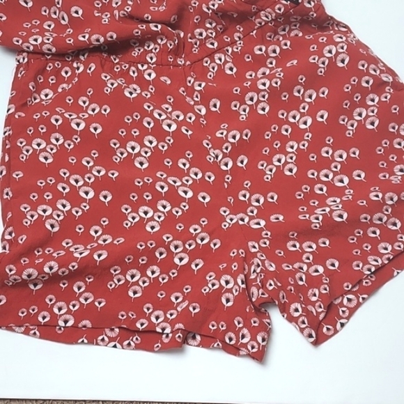 Loft Women's Floral Dandelion Romper Sleeveless Burn Orange Size Small - Picture 8 of 15